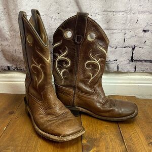 Old west BSC1807 brown leather square toe cowboy boots size 13D